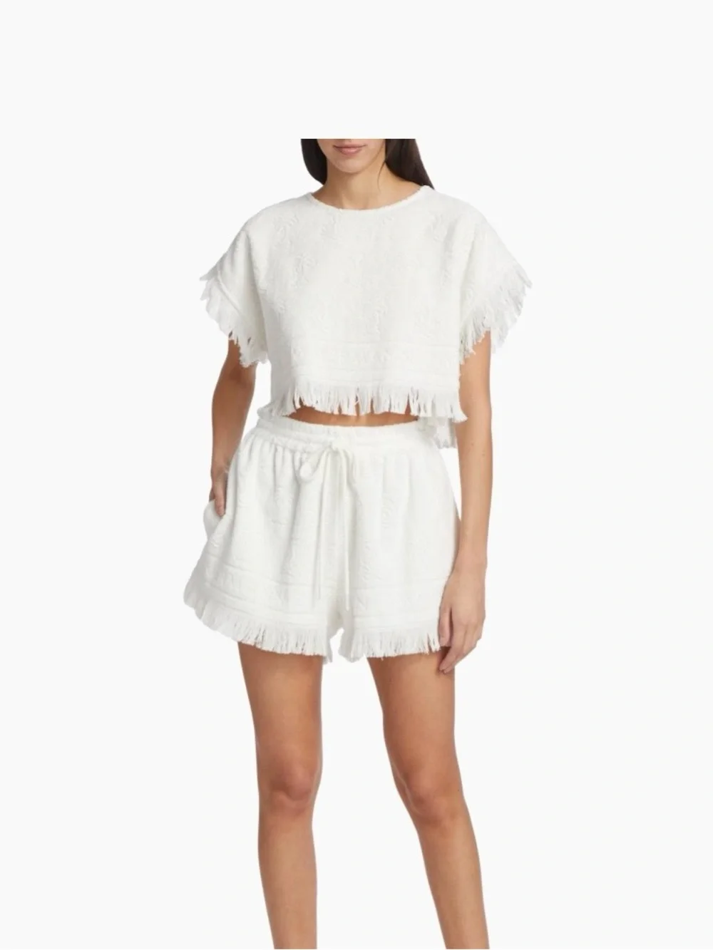 Zimmermann White Logo Jacquard Crop Top - Picture 3 of 6